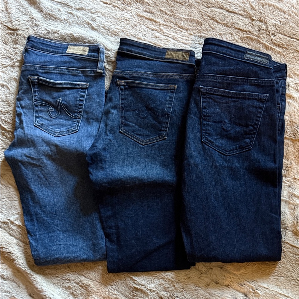 Ag Adriano Goldschmied Women's Dark and Medium Blue Skinny Jeans